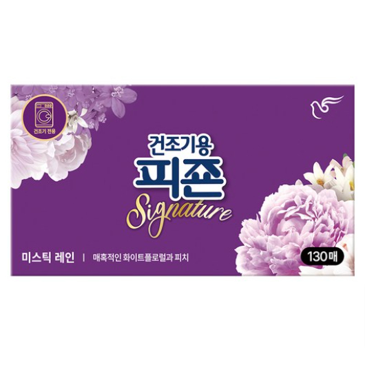 피죤 건조기용 드라이시트 섬유유연제 시그니처 미스틱레인, 130매, 1개