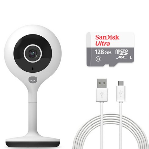 헤이홈 스마트 홈 카메라 실내용 + SD카드 128GB + 케이블 3m