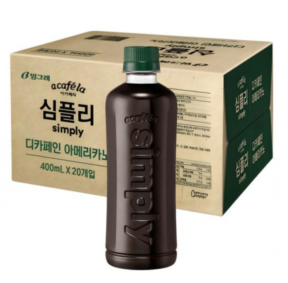 아카페라 심플리 디카페인 아메리카노 무라벨, 400ml, 20개